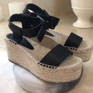 Vince black leather platform sandals